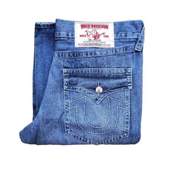 True Religion Jeans Size 42 BILLY BLACKSEED BIG T Blue - Picture 1 of 10